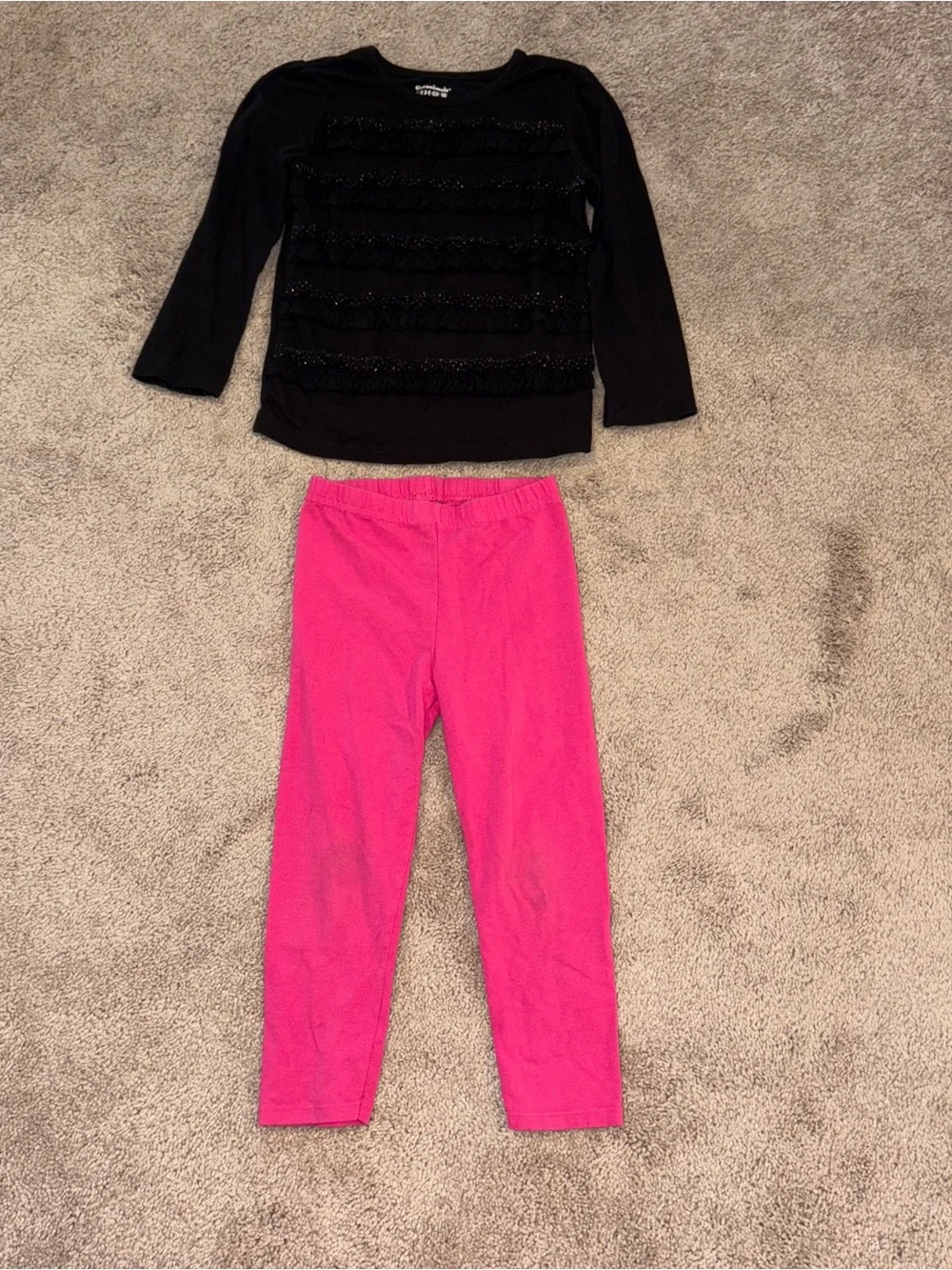 Garanimals Hot Pink Leggings with Black Ruffle Top Set 4T